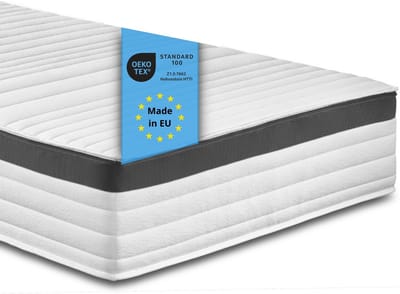 Bodyprotect Elite Line - matras 100x200 cm pocketvering 1000 - hoogte 25 cm - hardheid H2 - ergonomische pocketveringmatras, 7-zones matras en veringmatras - Made in EU - 100 x 200 x 25 cm - wit