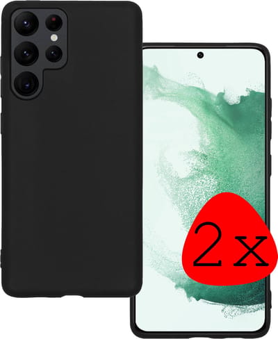 Hoesje 2 Stuks - Geschikt voor Samsung Galaxy S22 Ultra - Sterk & Shockproof - Case Siliconen - Back Cover - Telefoon Hoes - Zwart