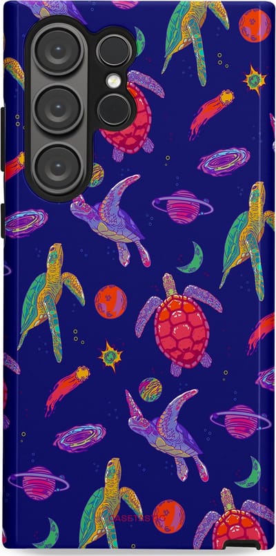 Casetastic Hoesje Geschikt voor Samsung S23 Ultra - Stijlvolle Beschermende Duo-layer Case - Kosmische schildpad