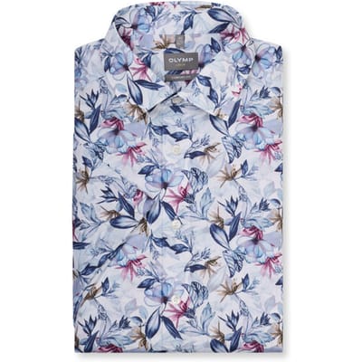 OLYMP Luxor Overhemd, Comfort Fit, New Kent, Marineblauw