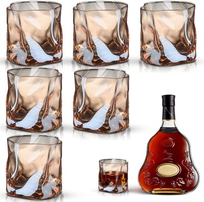 Set van 6 Whiskey Glazen van 200 ml, Esthetische Kristallen Glazen voor Cocktails, Long Drinks en Water, Vaatwasserbestendig
