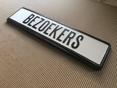 Bezoekers Bord / Zwart-Wit / 52x11 cm / Aluminium / Met Gratis Houder