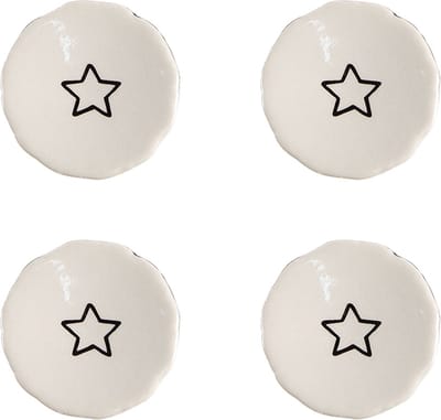 Clayre & Eef Deurknop Set van 4 Ø 4 cm Beige Keramiek Ster