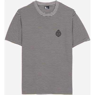 The Kooples Short-sleeved Striped T-shirt With Patch Black / White Maat: S | Basic T-Shirts Outlet | Heren | Zwart