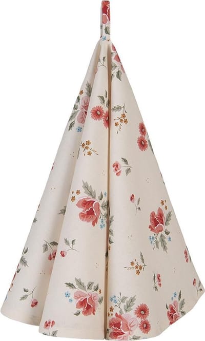 Clayre & Eef Theedoek Ø 80 cm Beige Katoen Rozen