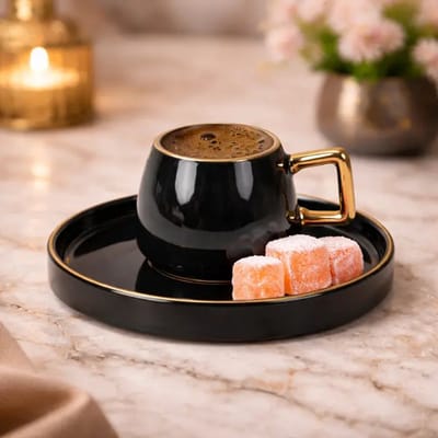 Bricard espressoset 2999 12/S-3 – porselein – 12-delig – zwart/goud – 6 kopjes 6 schotels