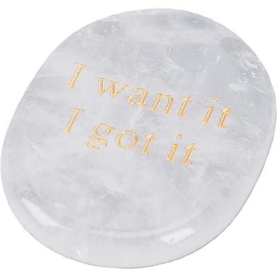 Zaksteen Ik Wil Het Ik Heb Het Laten Graveren Motiverende Steen voor Jezelf Ouders Vrienden Reisgenoot Witte Kristal