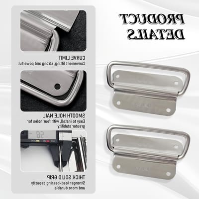 Opvouwbare Handgrepen van RVS voor Gereedschapskisten en Opbergdozen - 2 Stuks, Ideaal voor Koffers en Opslag (100 x 59mm)