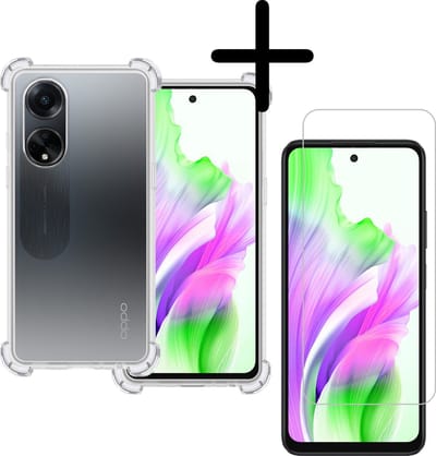 Hoesje Met Screenprotector - Geschikt voor OPPO A98 - Sterk & Shockproof - Siliconen Case - Back Cover - Telefoon Hoes - Shock Proof - Transparant
