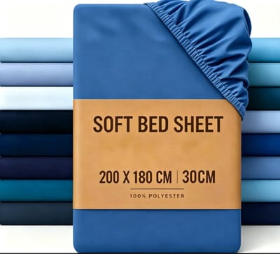 Zacht Geborsteld Microvezel Hoeslaken 200x 200 cm met 30 cm Diepe Zakken, Volledige Rundumelasticiteit Past op 200 cm Bedden, Krimp- en Kleurvast Polyester Matrasbeschermer, Huidvriendelijk Luxe Bedlaken voor Zomer en Winter（Zeeblauw）