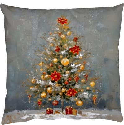 Sierkussens - Kussentjes Woonkamer - 50x50 cm - Kerstboom - Cadeaus - Rood - Goud