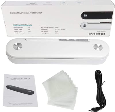 LivingHub Nordic Vacumeermachine - Vacuümsealer - Vacuüm Sealer Inclusief 10 Vacuumzakken - Vacumeerapparaat - Keuken Apparaat