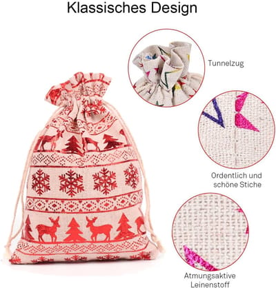 Jute zakjes, 10 x 14 cm stoffen zak met trekkoord, linnen balktas linnen tas voor sieraden cadeau
