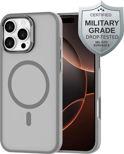 Cazy hoesje geschikt voor iPhone 16 Pro Max Hoesje geschikt voor MagSafe - Military Grade Backcover - Grijs