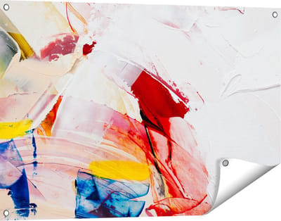 Gards Tuinposter Abstracte Kunst van Verf Kleuren - 90x60 cm - Tuindoek - Tuindecoratie - Wanddecoratie buiten - Tuinschilderij