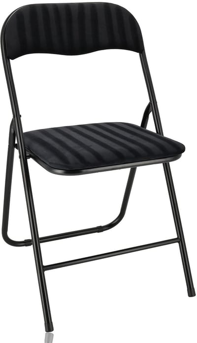 Klapstoel met zithoogte van 43 cm Vouwstoel velvet zitvlak en rug bekleed - stoel - tafelstoel- stoel - tafelstoel - klapstoel - Velvet klapstoel - Luxe klapstoel - Met kussentjes - Stoel - Stoelen - Klapstoelen - Stoeltje - Premium chair - Zwart