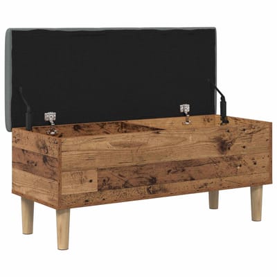 vidaXL - Opbergbank - met - kussen - Eikenhout - 102 - x - 42 - x - 46 - cm - Bewerkt - hout