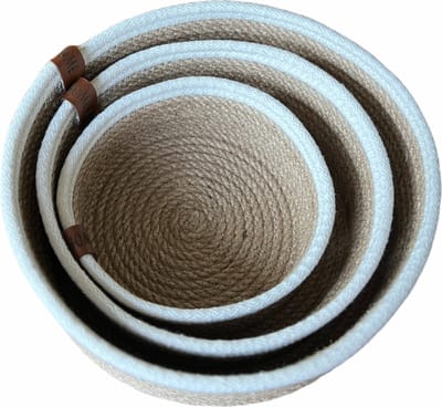 OZ Home - 3-delige Mandenset - Beige/Wit - Duurzaam & Functioneel - Voor Compacte Opslag en Decoratie