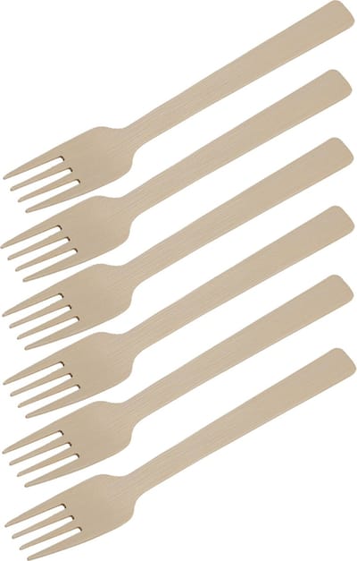 BBQ/verjaardag/camping wegwerp bestek - vorken - 72x - bamboe - 17 cm