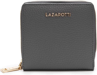 Lazarotti Leren portemonnee Bologna Leather Zip Wallet With 6 Card Slots Grey grijs
