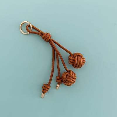 Modekleuren Bal Touw Telefoon Ornament Tas Hanger Handgeweven Touw Auto Hanger Sleutelhanger INS Volleybal Tas Charms Accessoires bruin