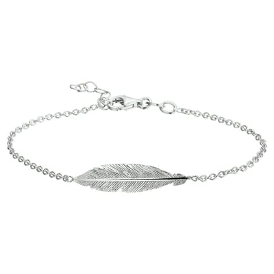 Zilver Gerhodineerd Armband Veer 16,5 + 2,5 Cm 1337220