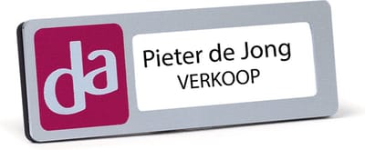 Vensterbadge 75x25mm | Logo: 25X25mm | Venster: 2 regels | Aluminium | Personaliseerbaar