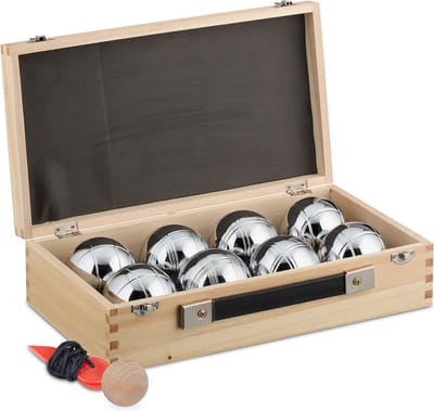 Jeu de boules set - 8 stalen ballen - ø: 7,2 cm - met accessoires