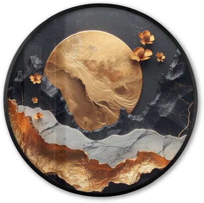 Poster in lijst Rond - Fotolijst 60x60 cm - Posters - Kunst - Goud - Modern - Abstract - Ronde posterlijst zwart - Decoratie - Wanddecoratie woonkamer - Muurdecoratie slaapkamer