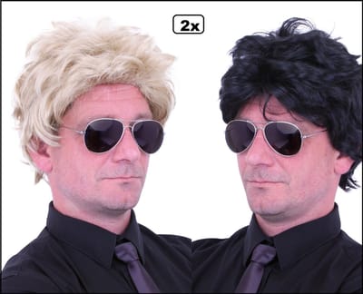 2x Pruik Henny blond en zwart - Themafeest heren carnaval optocht feest