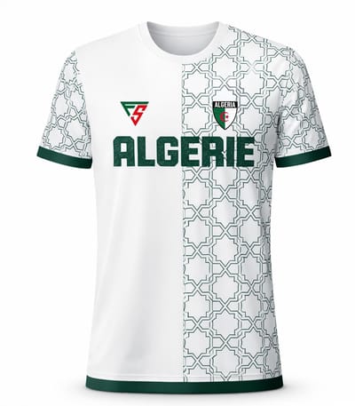 FightSense Algerije Performance T-Shirt Unisex – Ademend & Sneldrogend Sportshirt – Groen/Wit - MAAT S