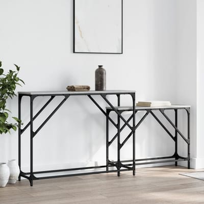 vidaXL - 2-delige - Tafeltjesset - bewerkt - hout - grijs - sonoma - eikenkleurig