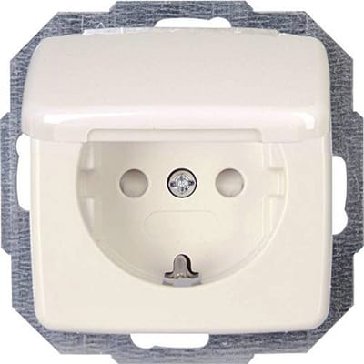 Kopp Rivo kontaktstopcontact met deksel en verhoogde kontaktbeveiliging, zuiver wit, 1 st. met deksel, 945217086