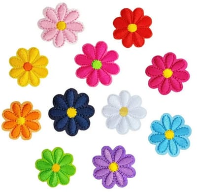 Set van 11 stuk Zonnebloem Patches - Patches voor Kleding - Stof & Strijk Applicatie - Bloem Multicolor - Strijk Embleem - LOUZIR