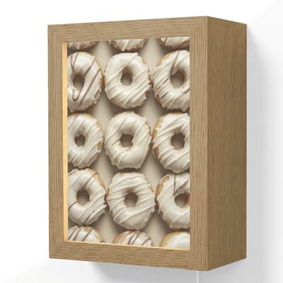 Wandlamp 15x20 cm - Oplaadbaar - Donuts - Chocolade - Wit - Beige - Wandlampen binnen woonkamer - Slaapkamer lamp met kabel - Decoratieve nachtlamp - Vloerlamp snoer