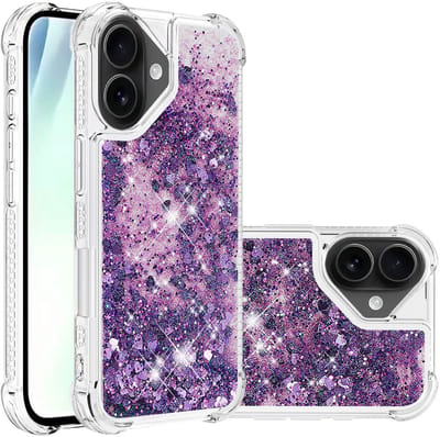 Coverup Hoesje - Geschikt voor iPhone 17 Hoesje - Coverup Liquid Glitter Back Cover - Donkerpaars