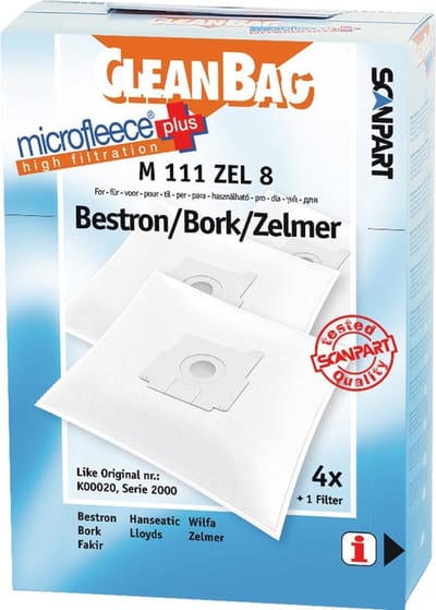 CleanBag stofzuigerzakken 4 stuks - Geschikt voor Bestron Bork Zelmer - K00020 Serie 2000 - Inclusief 1 filter - Alternatief