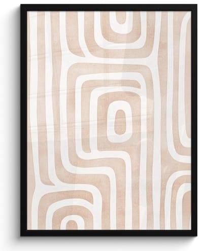 Poster in lijst - Fotolijst 50x70 cm - Posters - Decoratief - Labyrint - Beige - Posterlijst zwart - Decoratie - Wanddecoratie woonkamer - Muurdecoratie slaapkamer