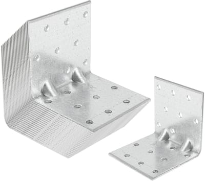 SOTECH 20-delige set hoekbeugels, hoekverbinders, 60 × 60 × 60 mm met 2 ribben Kralen (versteviging) 90° Materiaaldikte 2,5 mm Zware hoekbeugel van thermisch verzinkt staal Hoekhoek