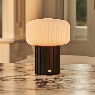Tavellio Margaux Oplaadbare Tafellamp – H20 – Hout en Glas – Donkerbruin