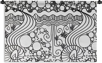 Wandkleed - Wanddoek - Patronen - Abstract - Line Art - Zwart Wit - 90x60 cm - Wandtapijt