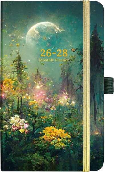 Zakplanner 2025-2027 - Hardcover maandplanner 3 jaar, 9,7 x 16,3 cm, groen