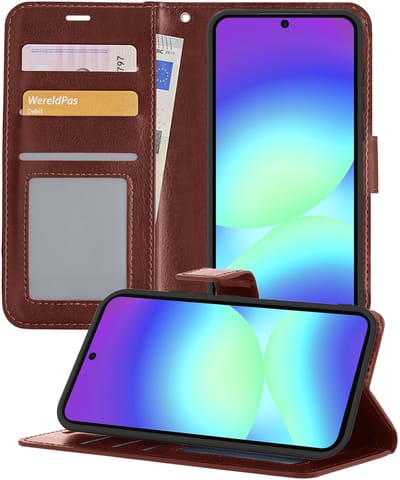 Hoesje - Geschikt voor Samsung Galaxy A56 - Luxe Bookcase - Walletcase Hoes - Portemonnee - Cover - Telefoonhoes - Bruin