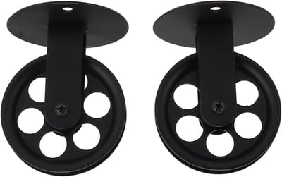 Set van 2 Industriële Wand- en Plafondpulley's voor Vintage Lampen en Decoratie, Metaal, Rustiek Ontwerp, Geschikt voor Tuinhuis en Creatieve Projecten