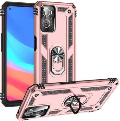 Ring Armor hoesje Geschikt voor Oppo A96 / A76 / A36 - Rosé Goud - Draaibare standaard - Magneet - ZT Accessoires