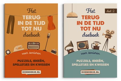 Terug in de Tijd tot Nu deel 1 + deel 2 - voor senioren - puzzelen, spelletjes, kwissen - terug naar vroeger, nostalgie - voordeelset, cadeau