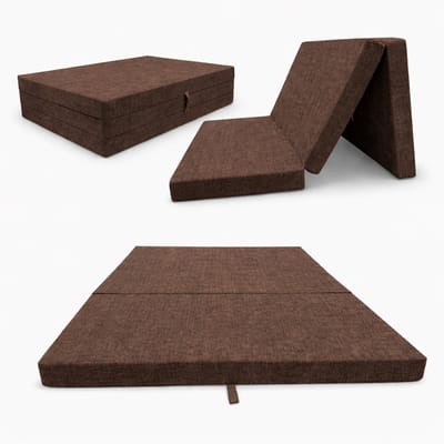 Opvouwbare Slaapmat 2-in-1 180 x 65 x 7 cm – Campingmat met Rugleuning – Ligmat en Stoel voor Strand, Camping en Tuin, bruin