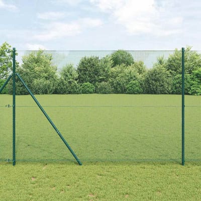 vidaXL - gelast - draadhek - met - grondbevestiging - 10 - x - 1,5 - m - Groen - Mesh