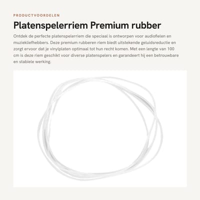 Dailygoods- Platenspelerriem premium rubber - Aandrijfriem - Geluidsreductie - Fonograaftape - 100 cm lengte - Voortreffelijk vakmanschap