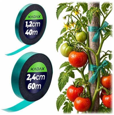 KADAX plantenbindset in 2 maten – 12 mm x 40 m & 24 mm x 60 m – flexibel bindband voor het stevig vastzetten van planten, plantenbindband (groen)